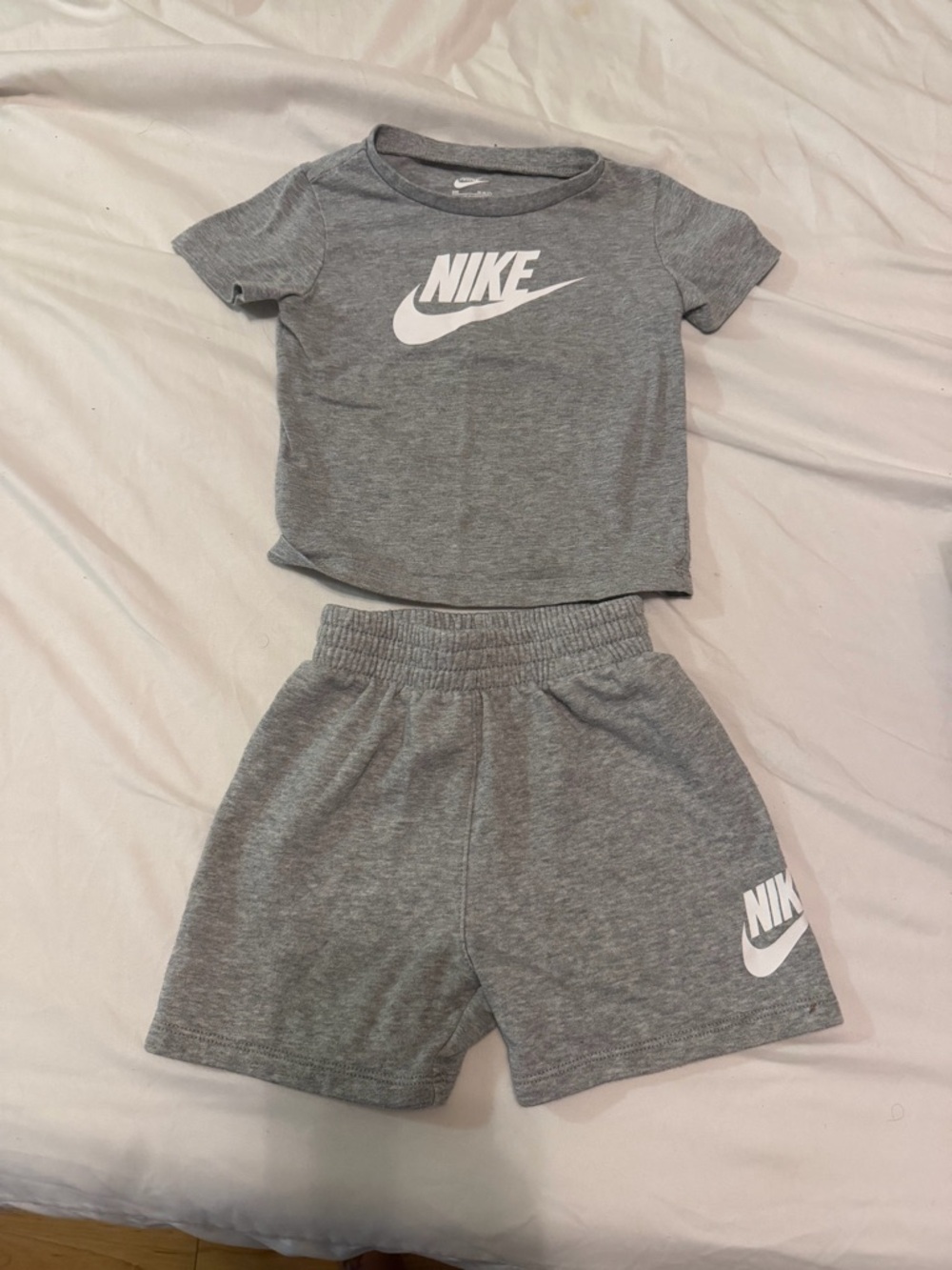 Nike Grey Two-Piece Logo Tee and Shorts Set